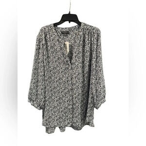 NWT Grace the perfect fit 3X blouse navy & white Plus beauty